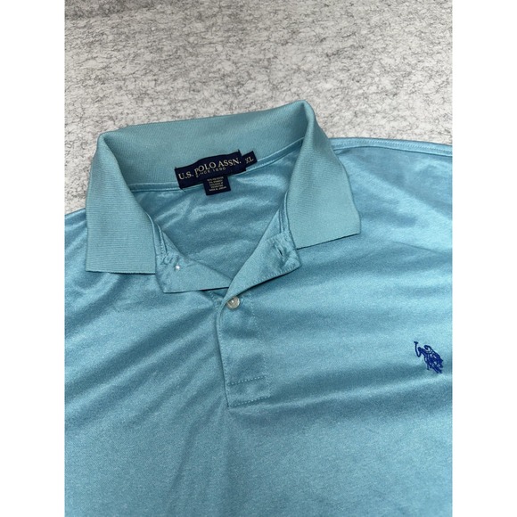 U.S. Polo Assn Polo Shirt Mens XL Blue Stretch Golf Performance Logo Casual - Picture 1 of 8